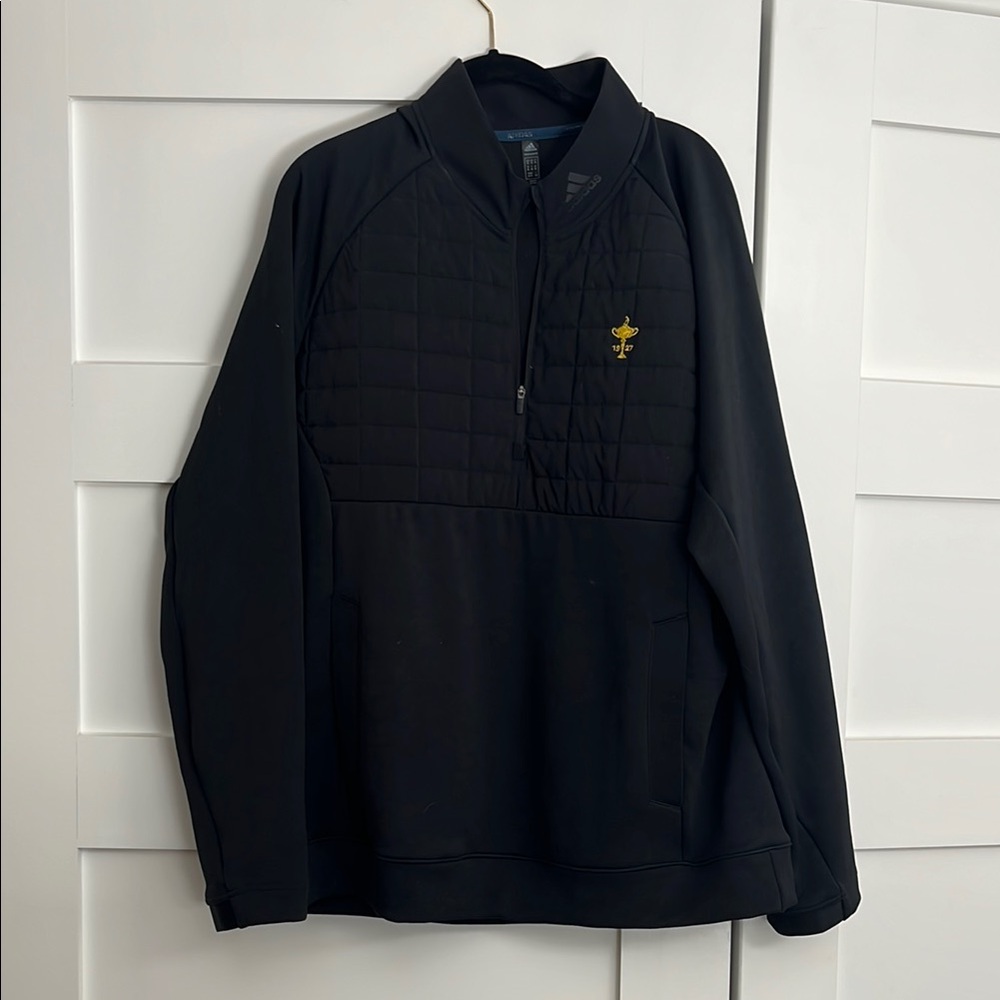 Adidas Ryder Cup Black Zip Up Sweater with Embroidered Logo